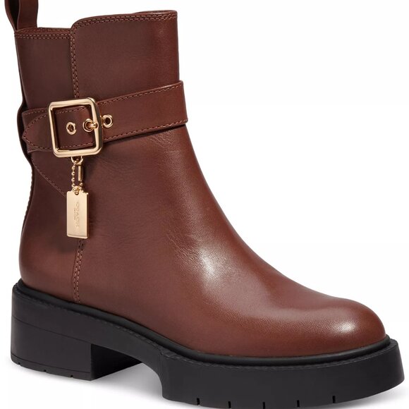 NIB$325 COACH Leather Lug Sole Ankle Boots 6.5 - Picture 4 of 15